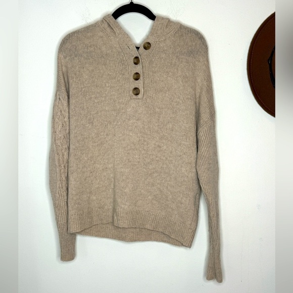 Naadam Hooded Wool-Cashmere Blend Pullover Sweater Medium - Picture 5 of 8